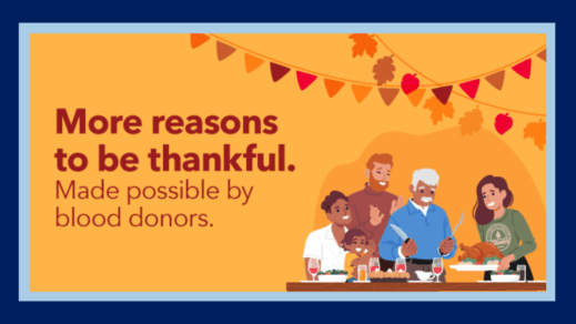 MEMORIAL BLOOD CENTERS CALLS FOR BLOOD DONORS AHEAD OF THANKSGIVING HOLIDAY